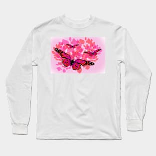 Red Butterflies Long Sleeve T-Shirt